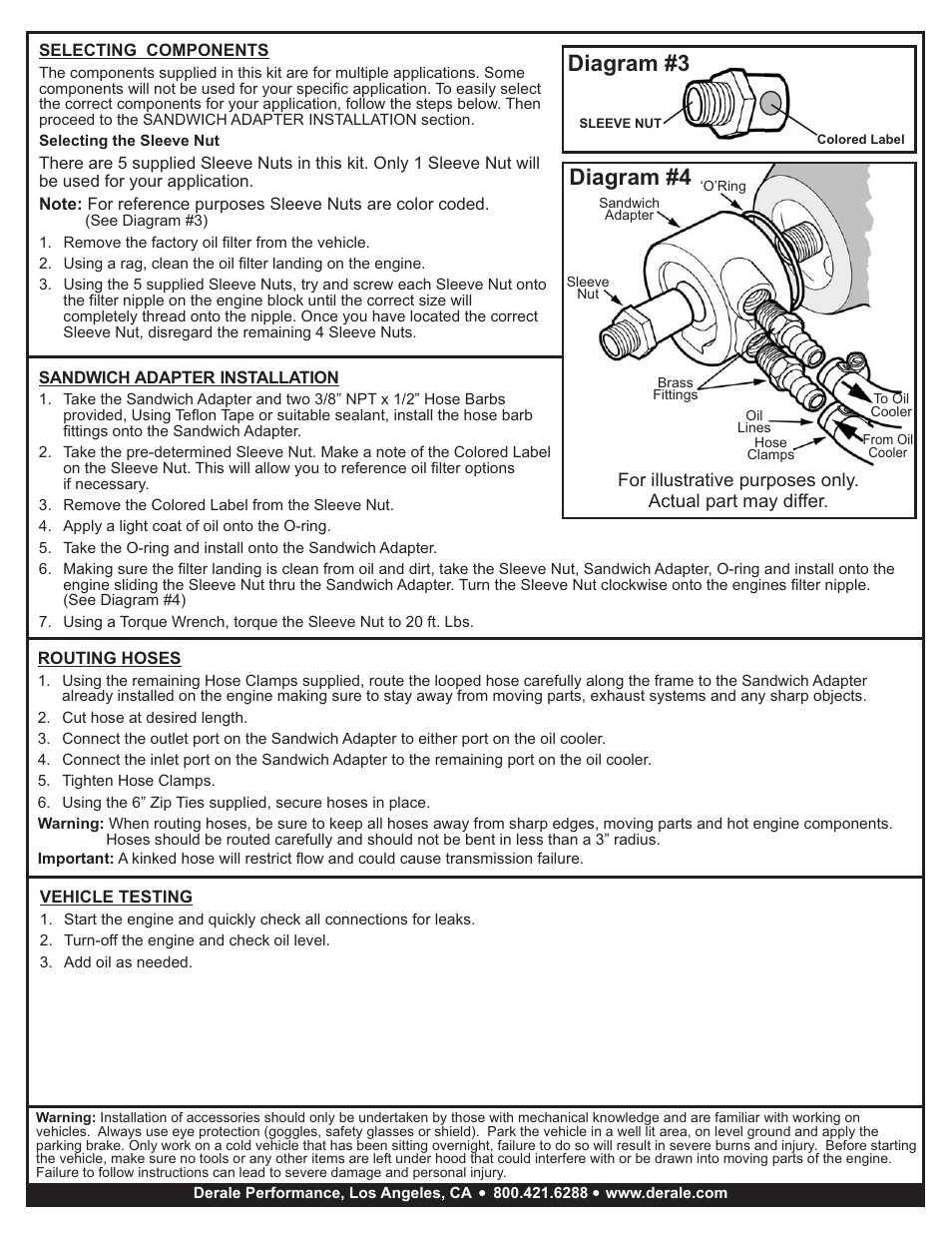 Diagram #4, Diagram #3 | Derale Performance 10 Row Series 10000 Stack Plate Universal Engine Oil Cooler Kit, Low Profile Sandwich Adapter User Manual | Page 2 / 2