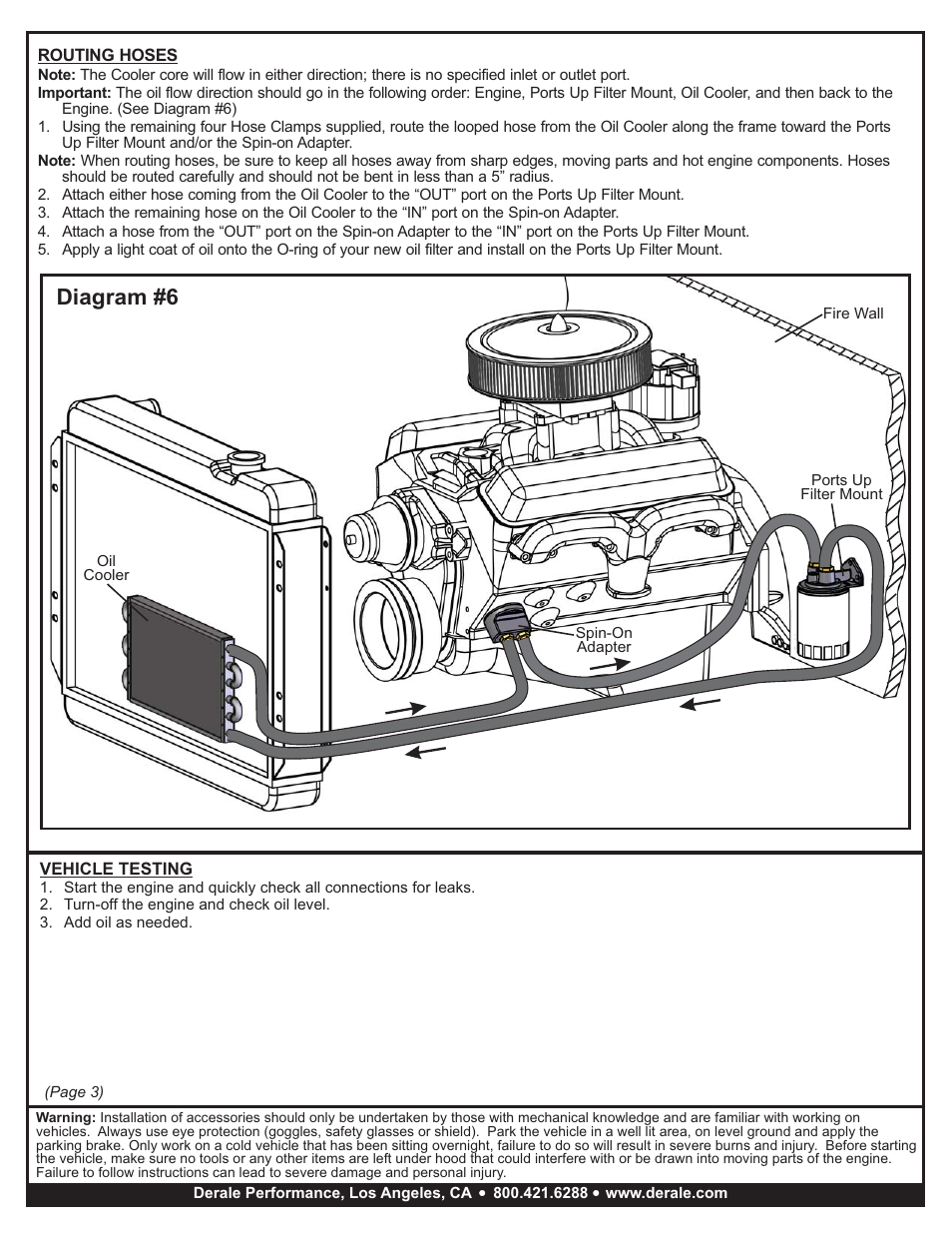 Diagram #6 | Derale Performance 6 Pass Series 7000 Aluminum_Copper Universal Engine Oil Cooler Kit, Spin On Adapter User Manual | Page 3 / 3