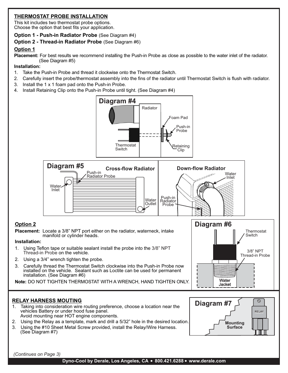 Diagram #5, Diagram #7, Diagram #4 | Diagram #6 | Derale Performance Electric Fan User Manual | Page 2 / 3