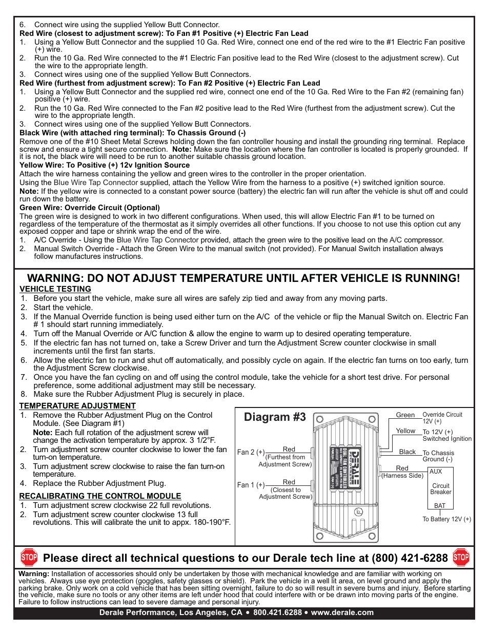 Diagram #3 | Derale Performance High Amperage Adjustable Dual Electric Fan Controller, Push In Probe User Manual | Page 2 / 2