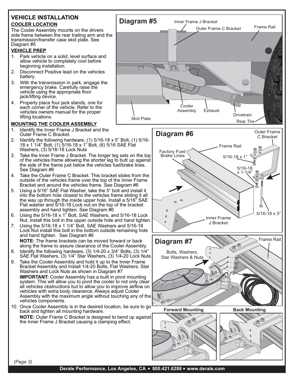 Diagram #5, Diagram #7, Diagram #6 | Derale Performance Direct Fit Jeep Wrangler Remote Transmission Cooler Kit User Manual | Page 3 / 5