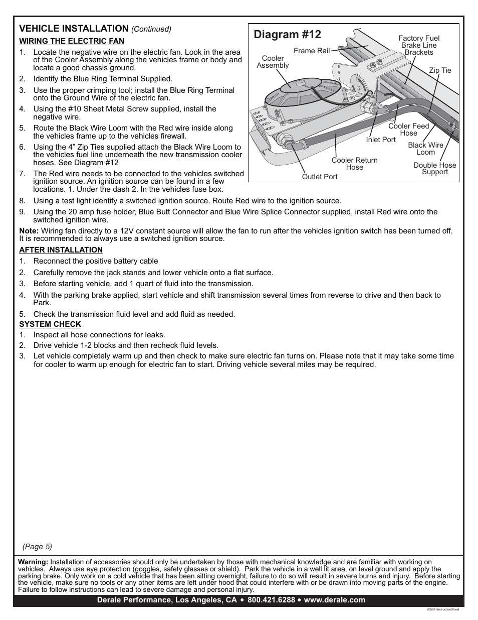 Diagram #12 | Derale Performance Direct Fit Jeep Wrangler Remote Transmission Cooler Kit User Manual | Page 5 / 5