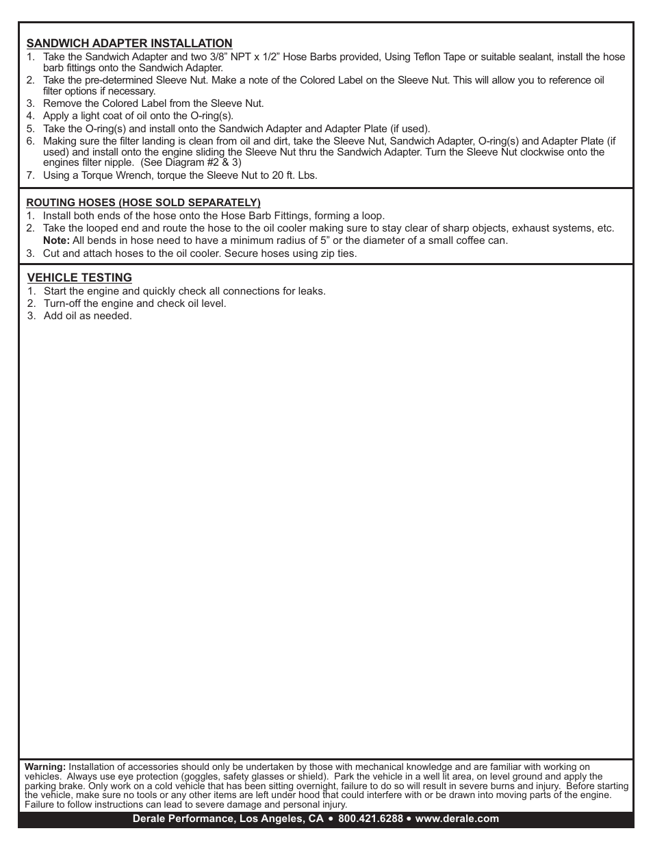 Derale Performance Universal Thermostatic Sandwich Adapter Kit with 3__8" NPT Ports User Manual | Page 2 / 2