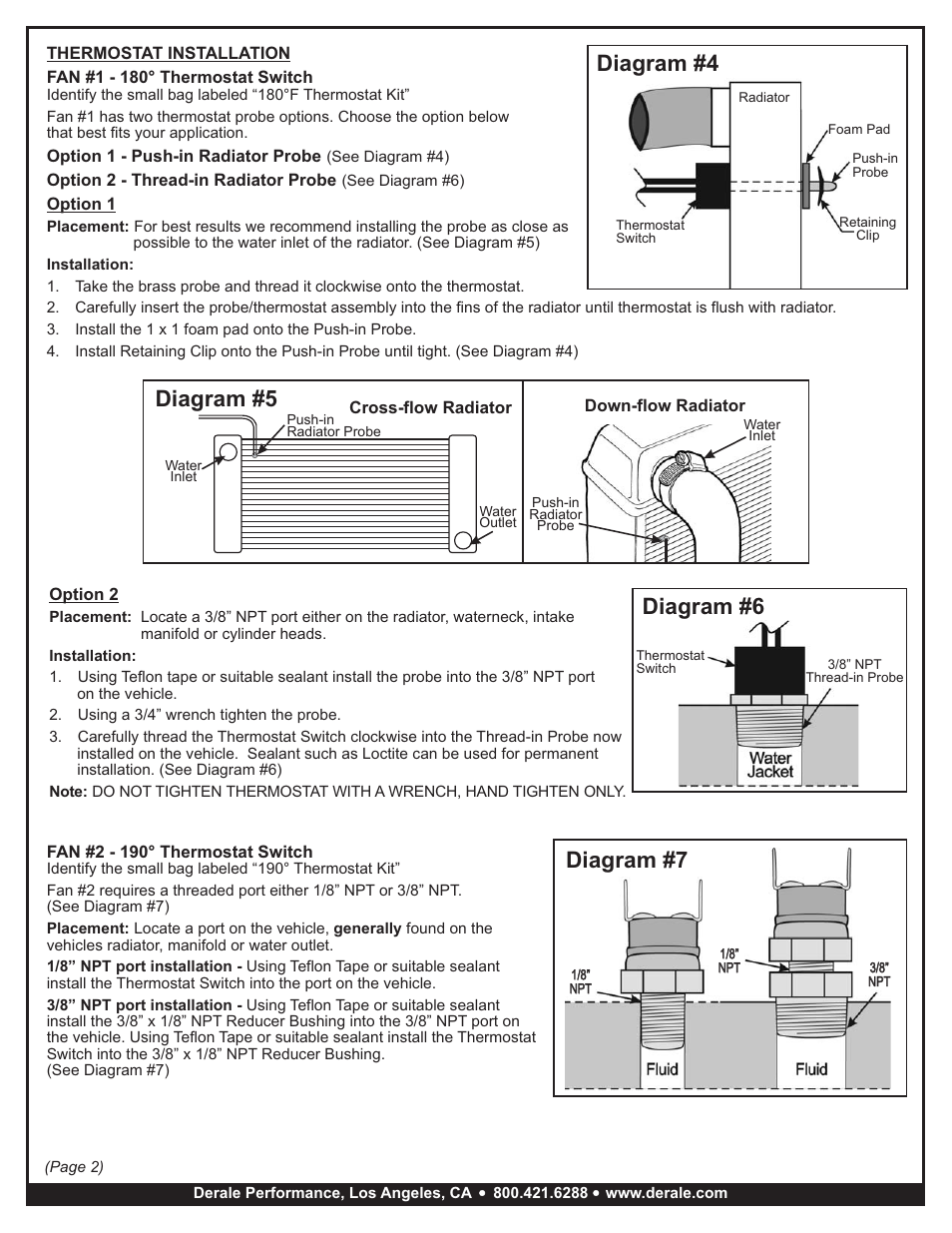 Diagram #5, Diagram #6 diagram #7, Diagram #4 | Derale Performance High Output Dual Rad Fan Assembly User Manual | Page 2 / 4