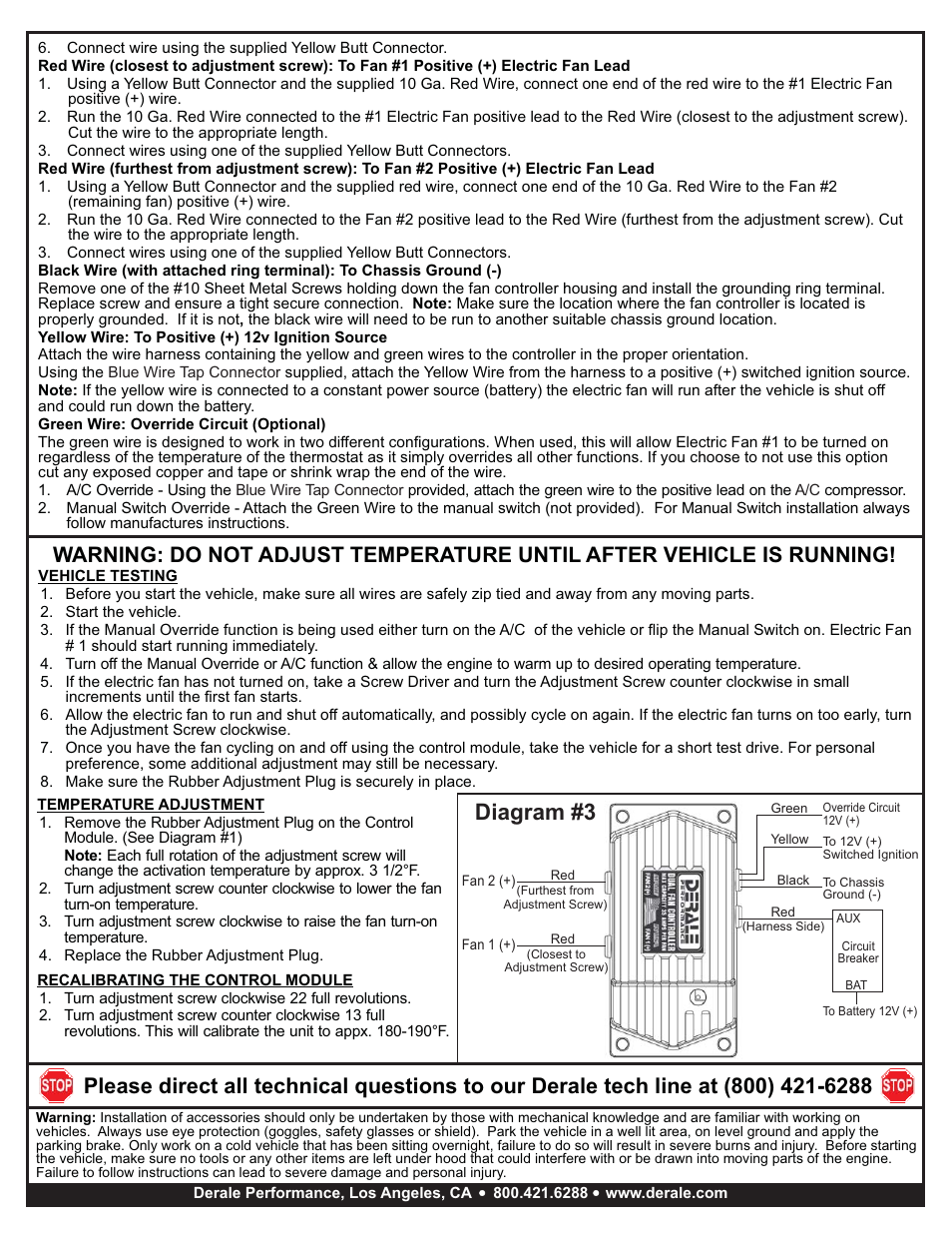 Diagram #3 | Derale Performance High Amperage Adjustable Dual Electric Fan Controller, 3__8" NPT Thread In Probe User Manual | Page 2 / 2