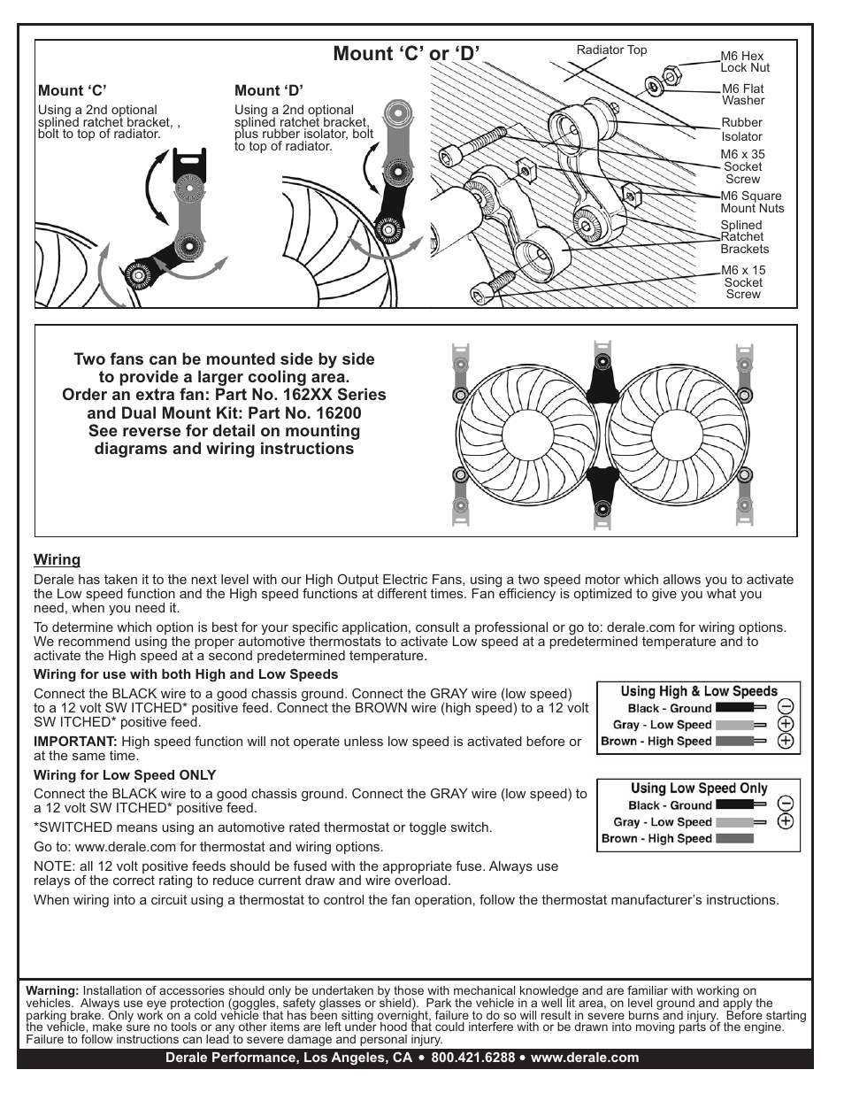 Mount ‘c’ or ‘d | Derale Performance 17" High Output Single RAD Pusher_Puller Fan with Premium Mount Kit User Manual | Page 2 / 2