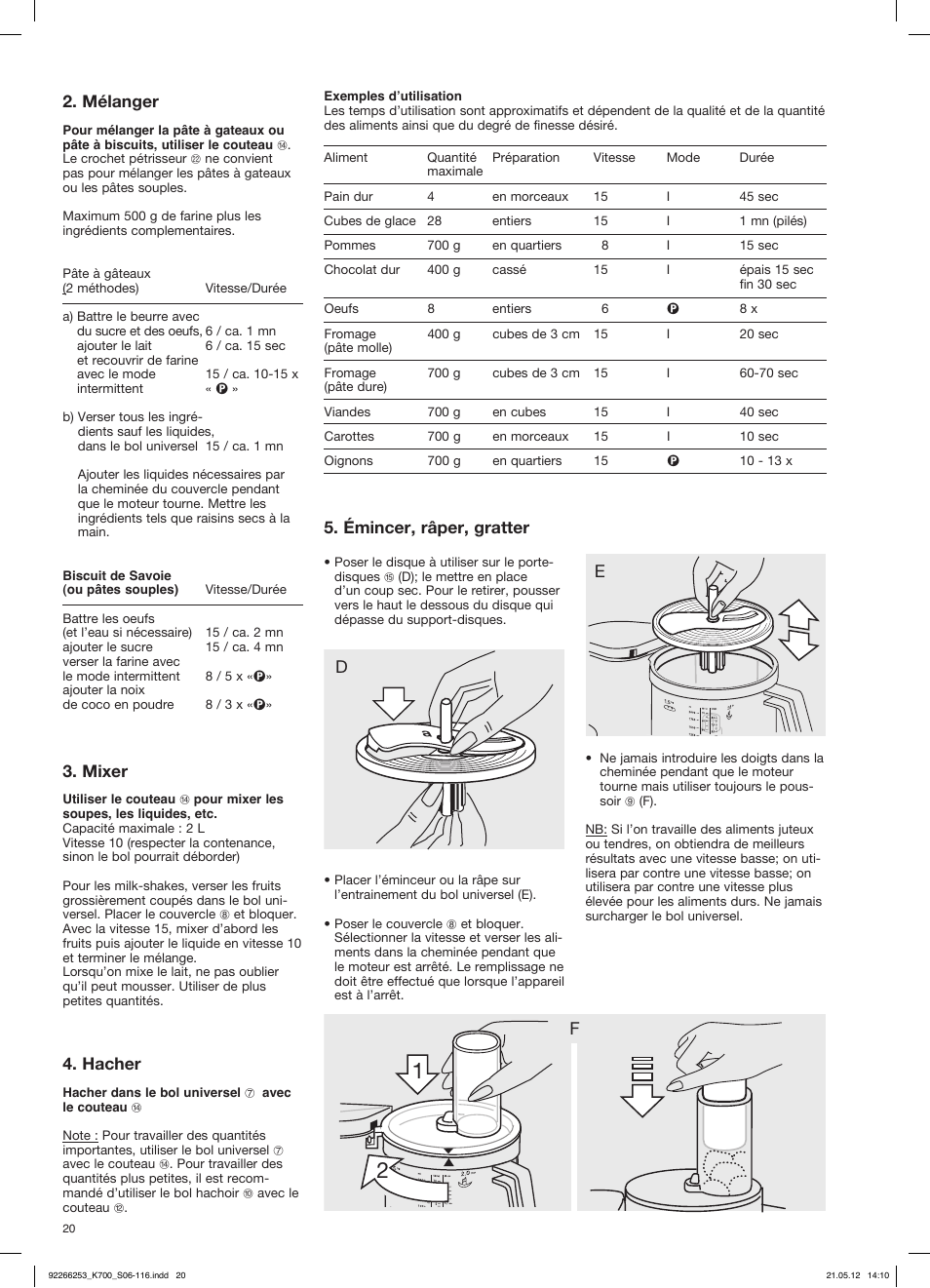 Mélanger, Mixer, Hacher | Émincer, râper, gratter | Braun Multiquick 5 K 700 User Manual | Page 19 / 113