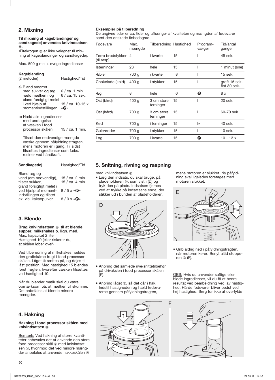 Snitning, rivning og raspning 2. mixning, Blende, Hakning | Braun Multiquick 5 K 700 User Manual | Page 49 / 113