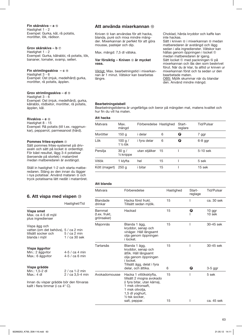 Att använda mixerkannan j, Att vispa med vispen w | Braun Multiquick 5 K 700 User Manual | Page 62 / 113