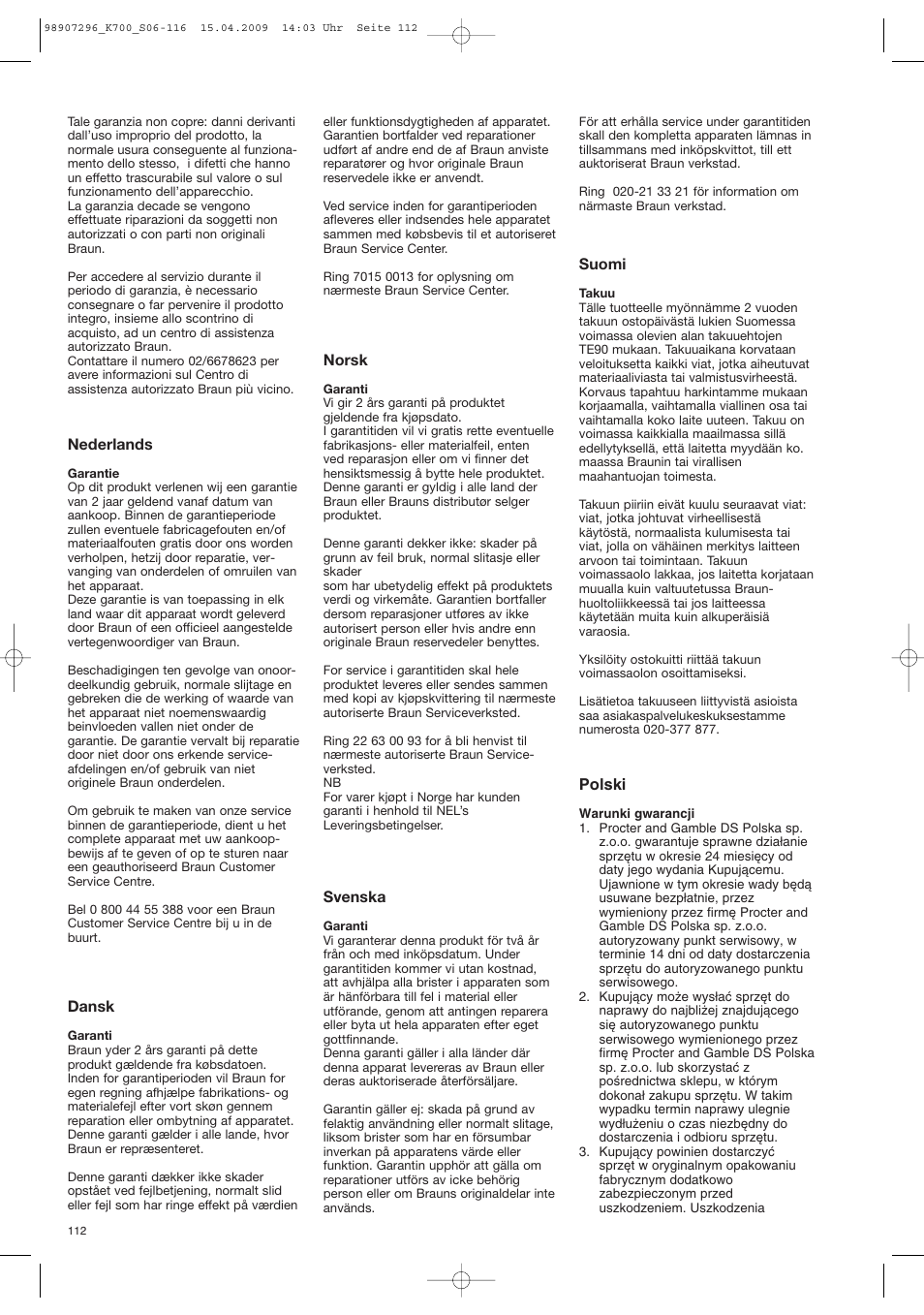 Braun CombiMax 700 Vital User Manual | Page 111 / 113