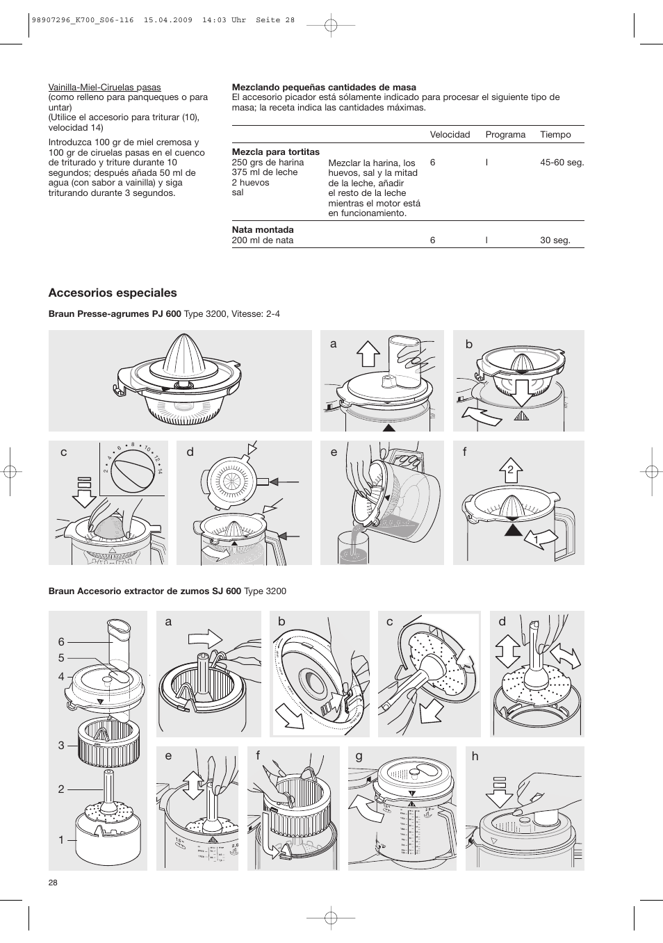 Accesorios especiales | Braun CombiMax 700 Vital User Manual | Page 27 / 113