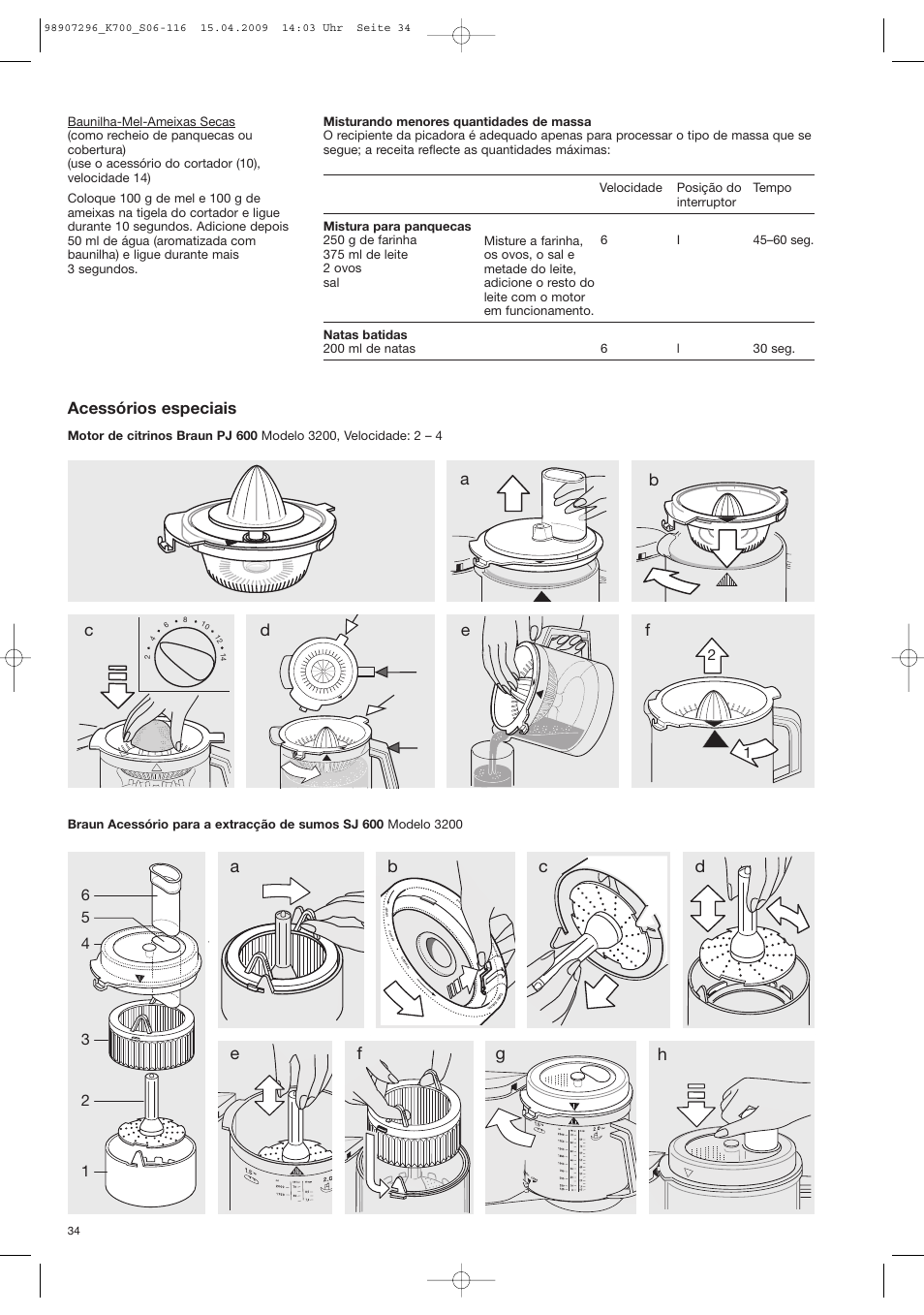 Acessórios especiais | Braun CombiMax 700 Vital User Manual | Page 33 / 113