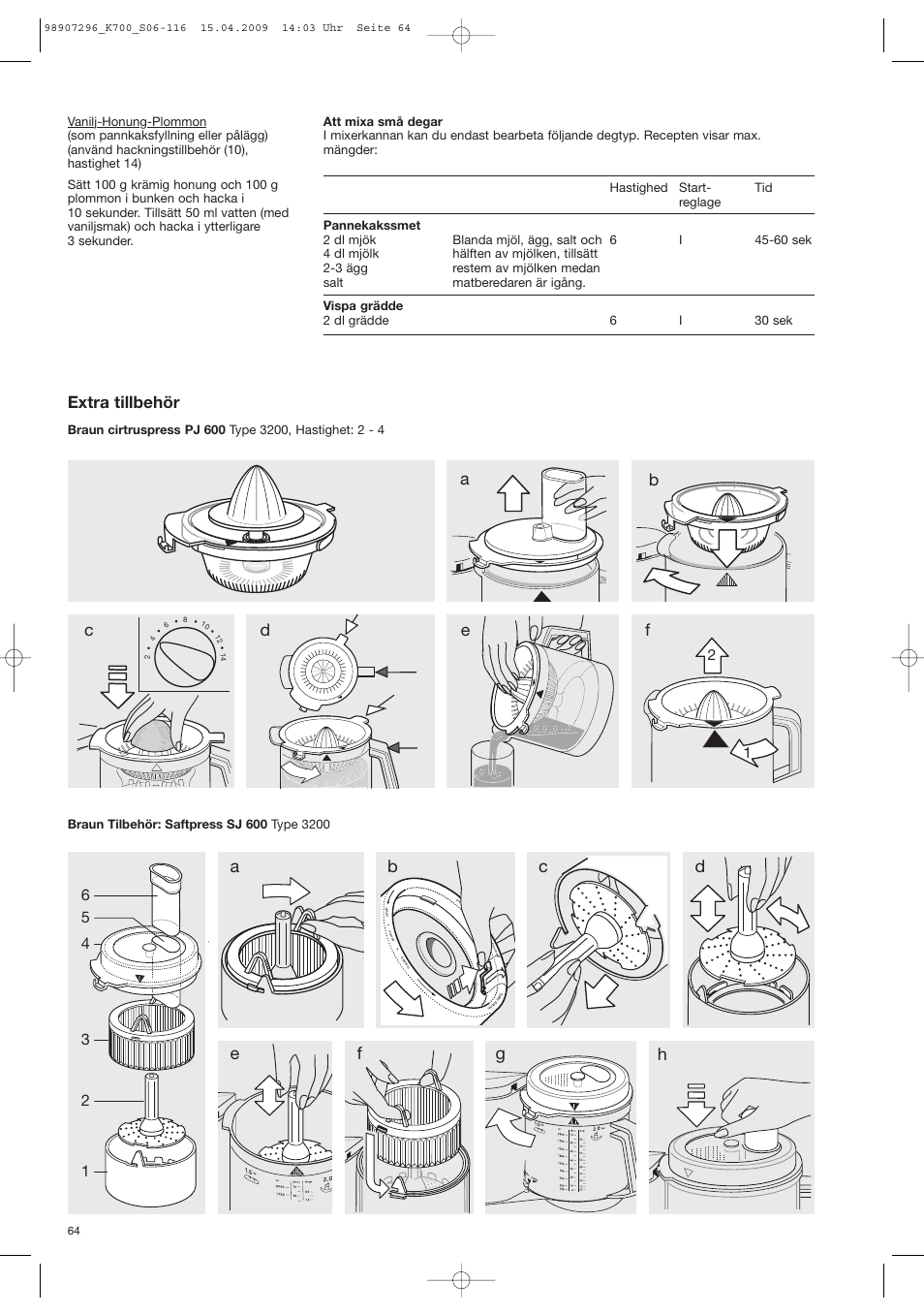 Extra tillbehör | Braun CombiMax 700 Vital User Manual | Page 63 / 113