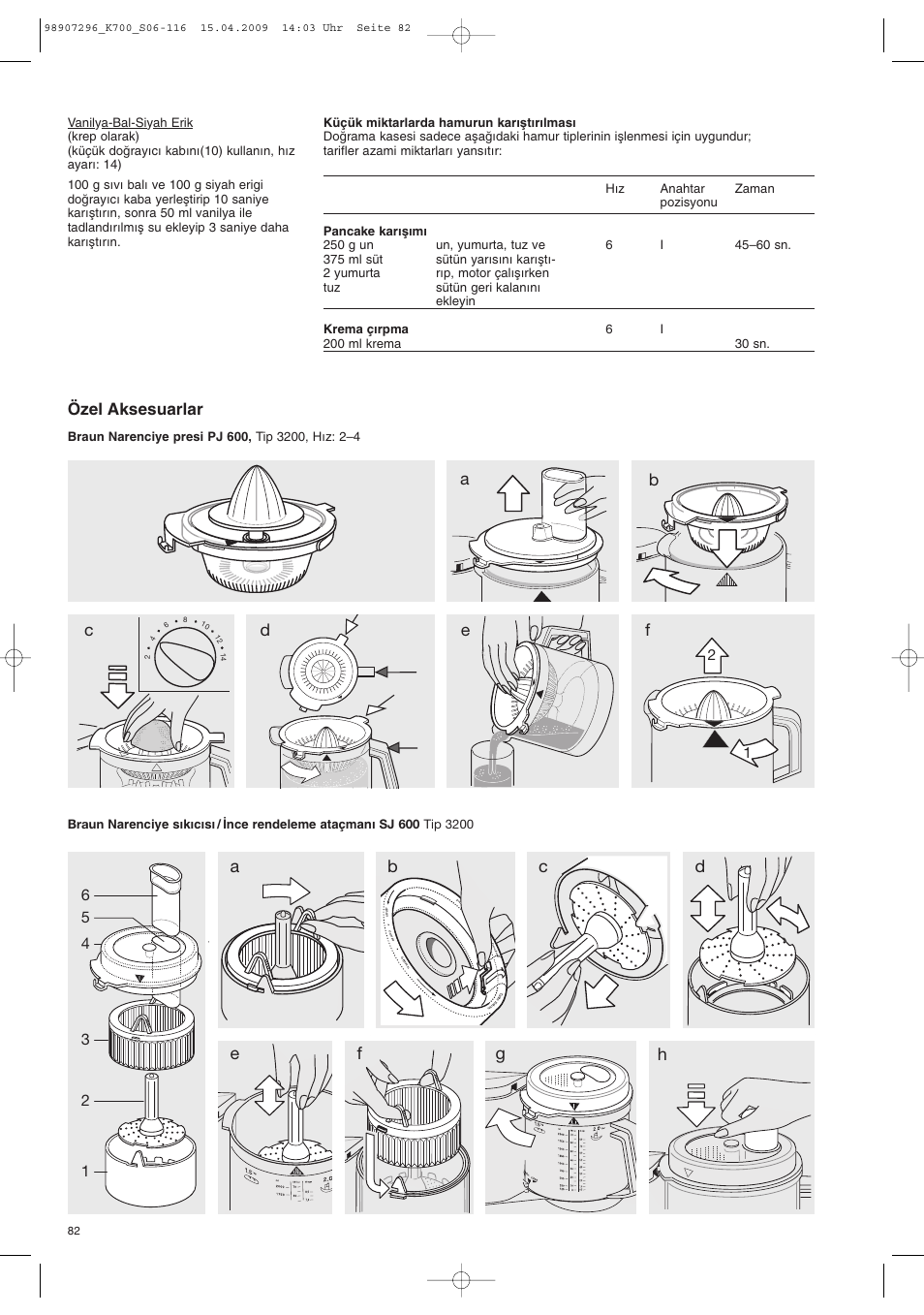 Özel aksesuarlar | Braun CombiMax 700 Vital User Manual | Page 81 / 113