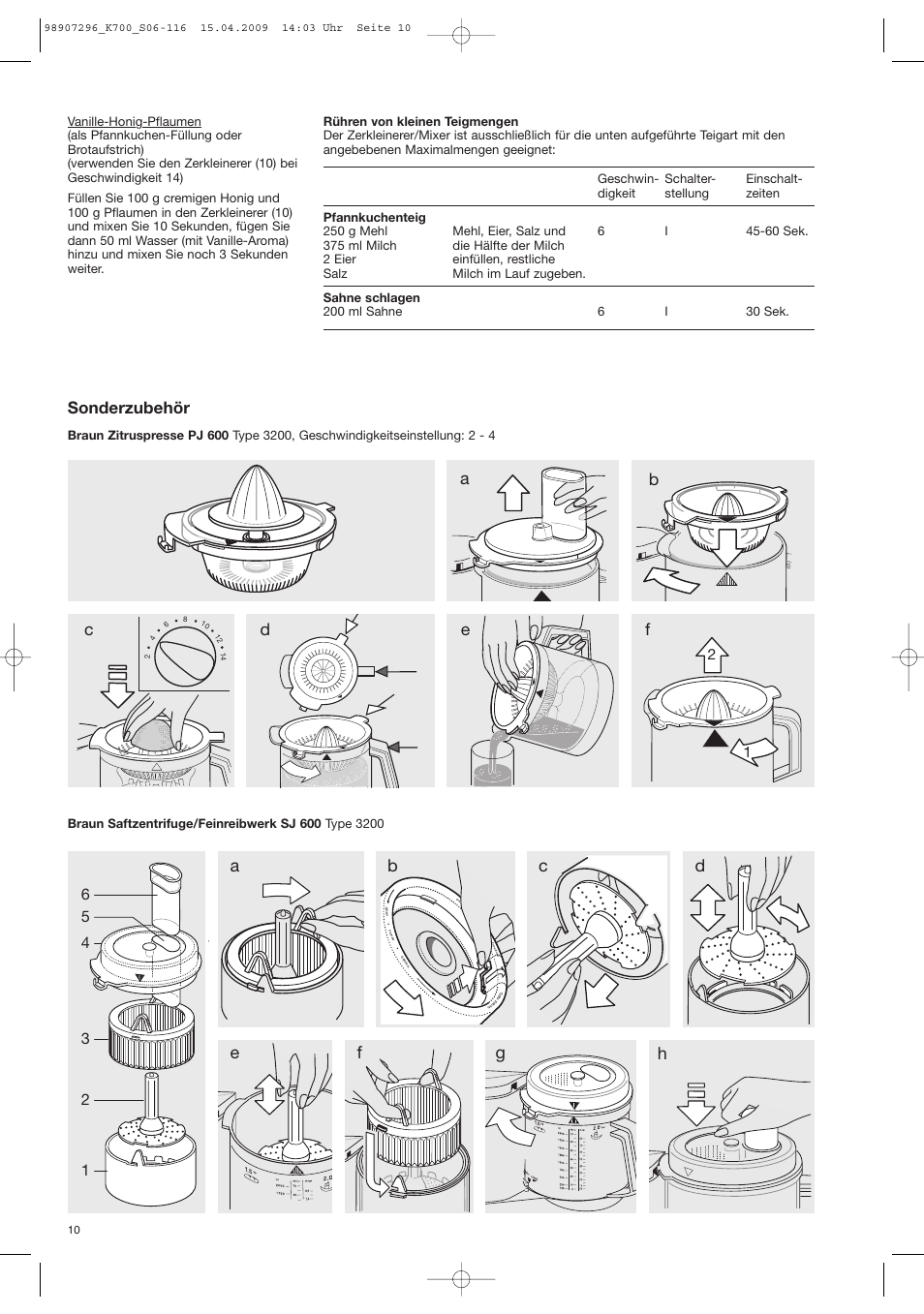 Sonderzubehör | Braun CombiMax 700 Vital User Manual | Page 9 / 113