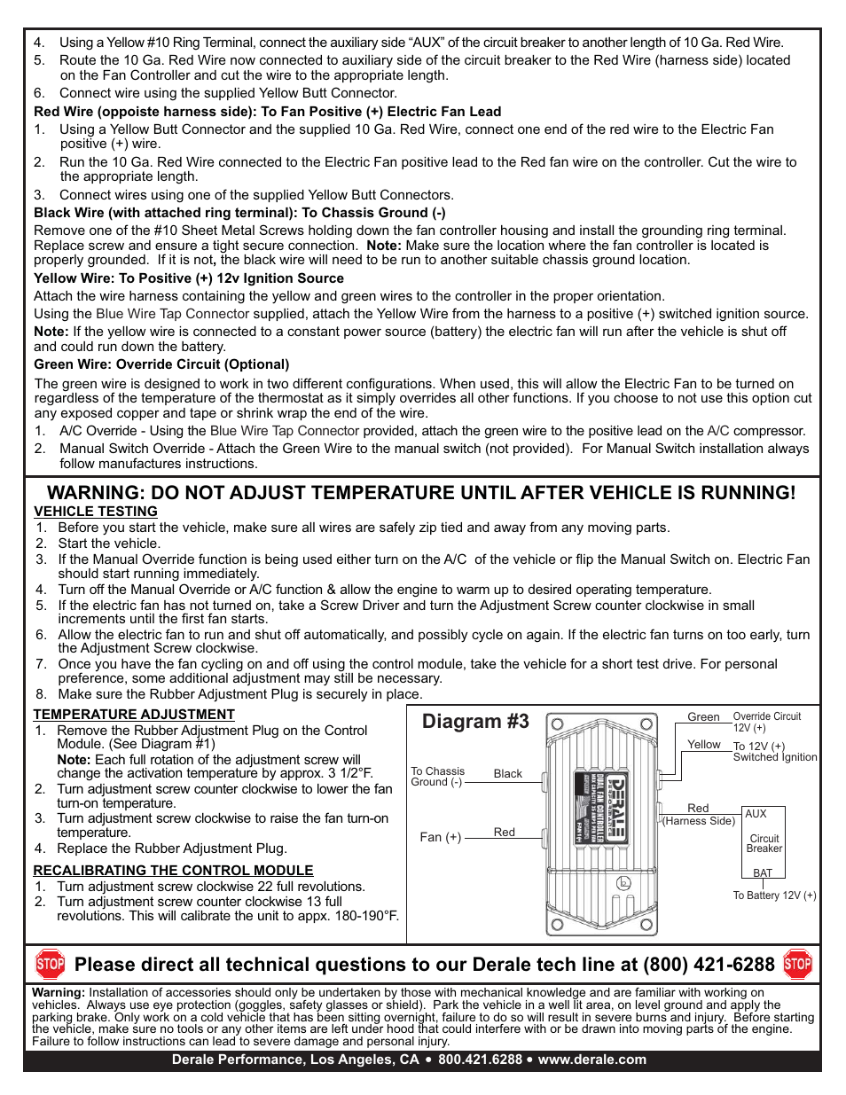 Diagram #3 | Derale Performance High Amperage Adjustable Single Electric Fan Controller, 3__8" NPT Thread In Probe User Manual | Page 2 / 2