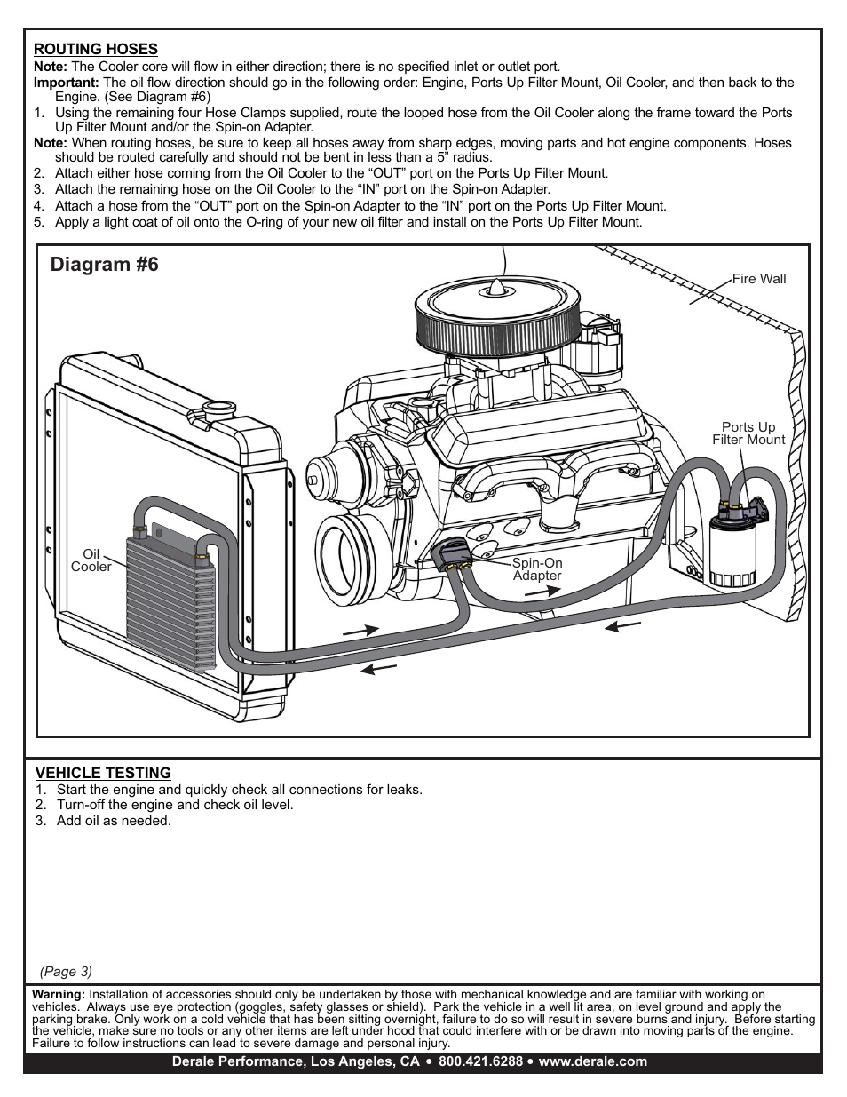 Diagram #6 | Derale Performance 13 Row Plate & Fin Engine Oil Cooler Kit with Spin On Adapter User Manual | Page 3 / 3