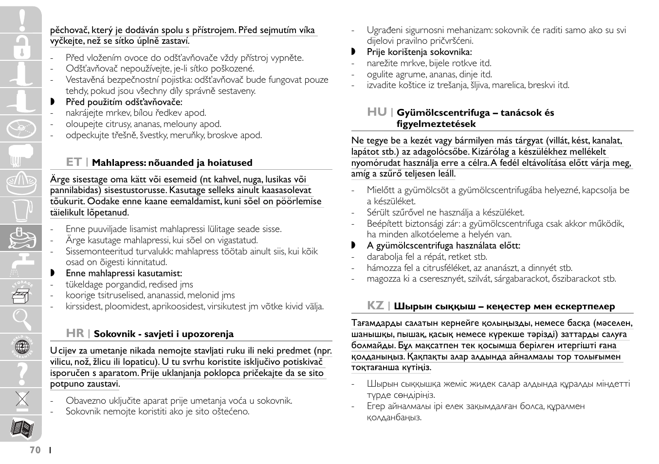 Philips HR7745 User Manual | Page 70 / 136