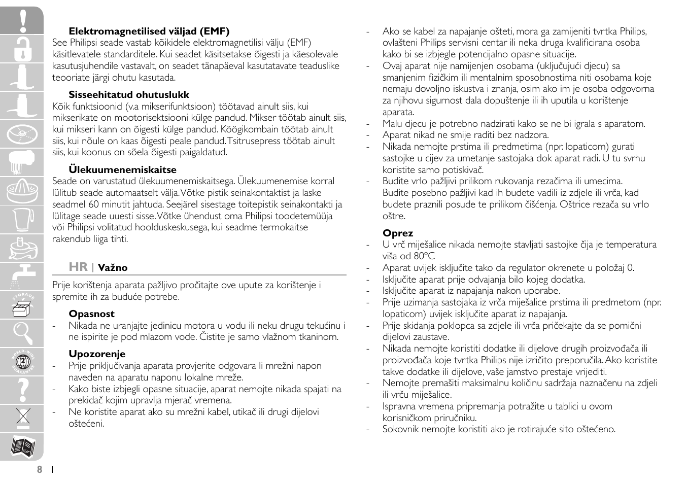 Philips HR7745 User Manual | Page 8 / 136