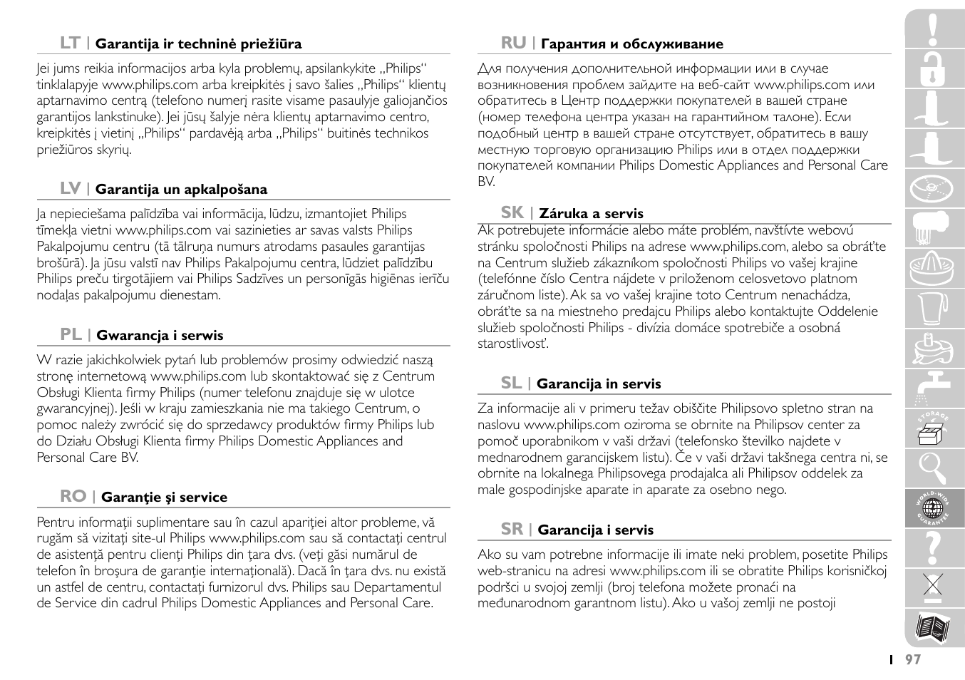 Philips HR7745 User Manual | Page 97 / 136