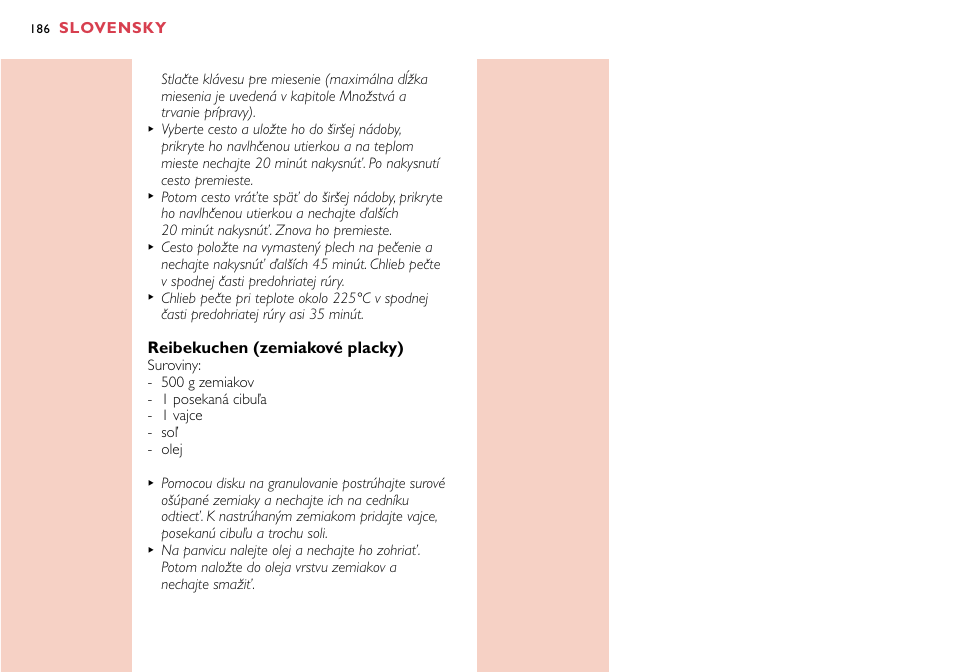 Slovensky, Reibekuchen (zemiakové placky) | Philips HR7758 User Manual | Page 186 / 270