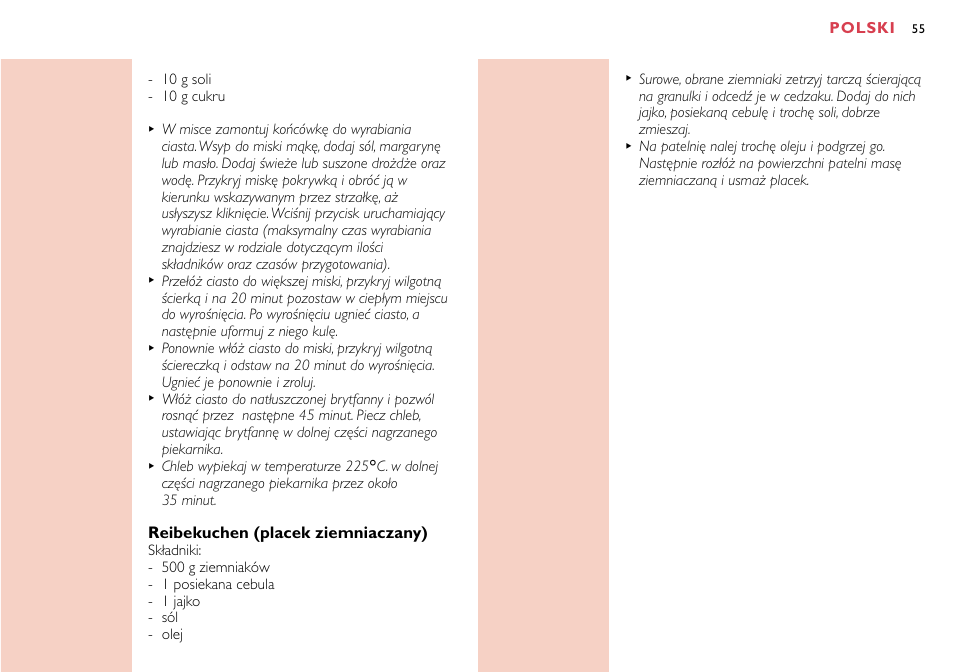 Polski, Reibekuchen (placek ziemniaczany) | Philips HR7758 User Manual | Page 55 / 270