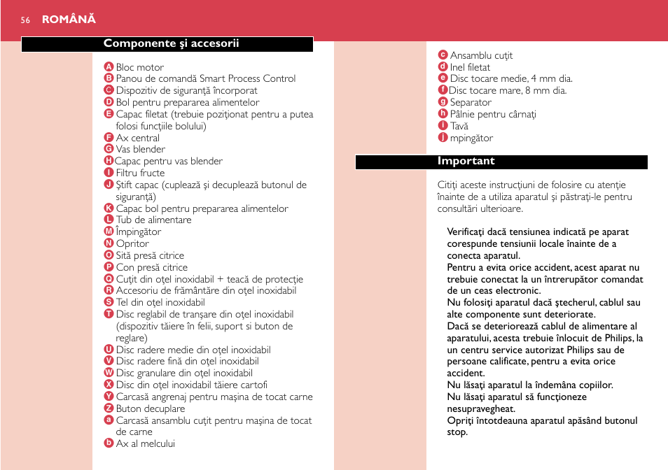 Română 56 | Philips HR7758 User Manual | Page 56 / 270