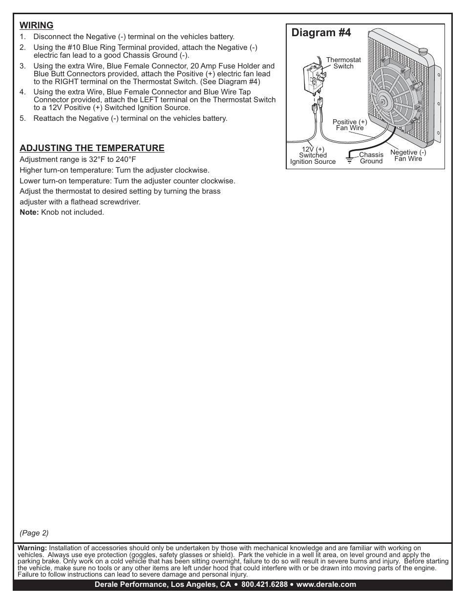 Diagram #4 | Derale Performance Adjustable Electric Fan Controller, Mechanical User Manual | Page 2 / 2