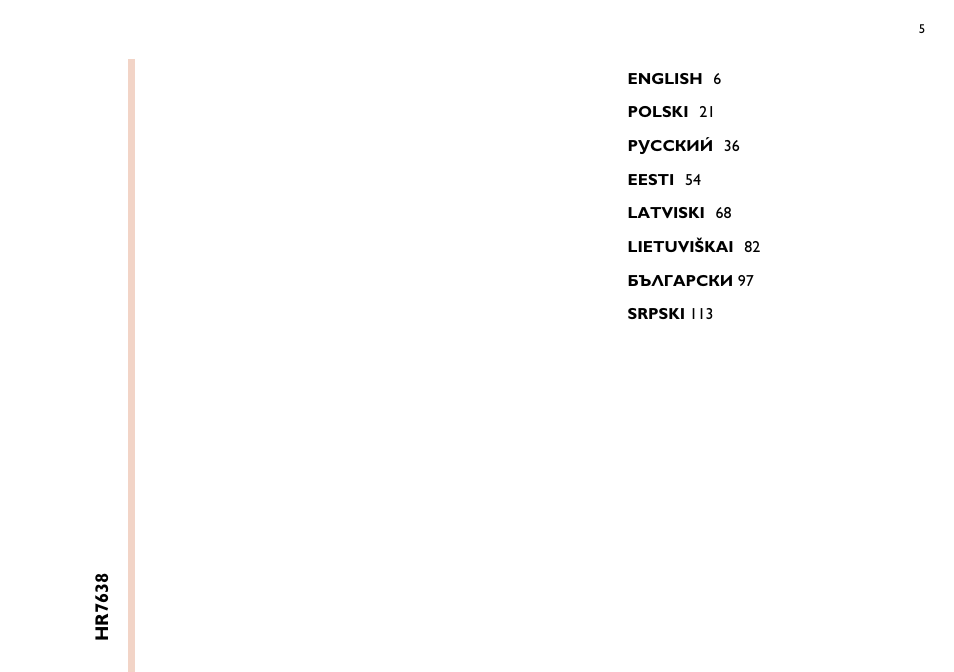 Philips HR7638 User Manual | Page 5 / 128