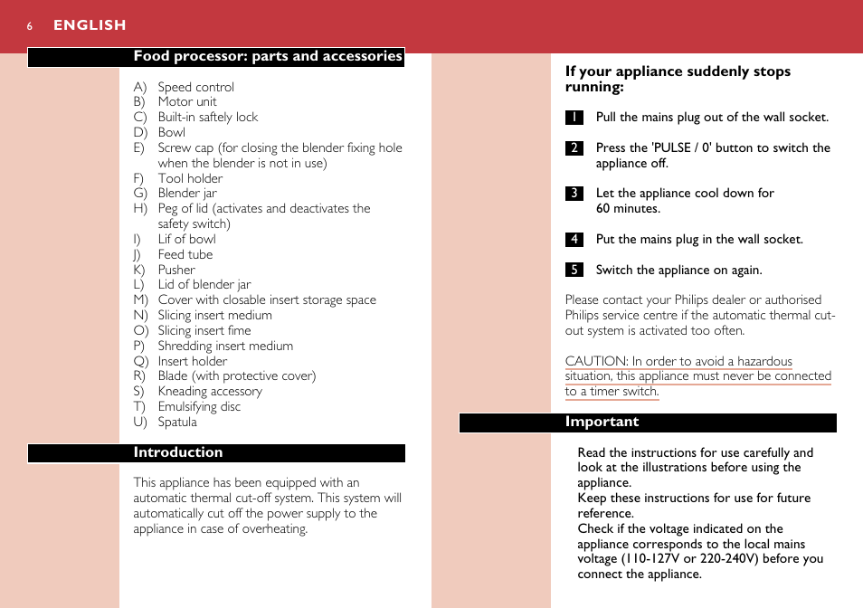 English 6 | Philips HR7638 User Manual | Page 6 / 128