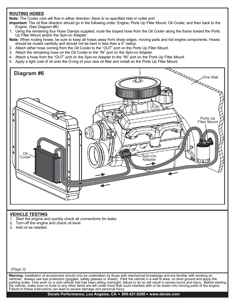 Diagram #6 | Derale Performance 10 Row Series 10000 Stack Plate Universal Engine Oil Cooler Kit, Spin On Adapter User Manual | Page 3 / 3