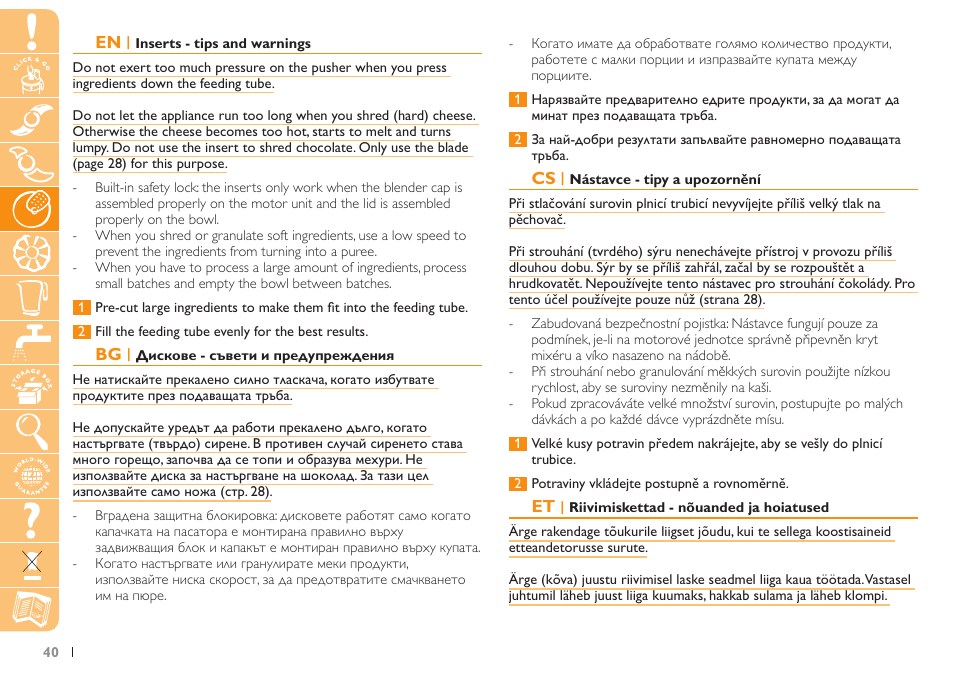 Philips HR7735 User Manual | Page 40 / 108