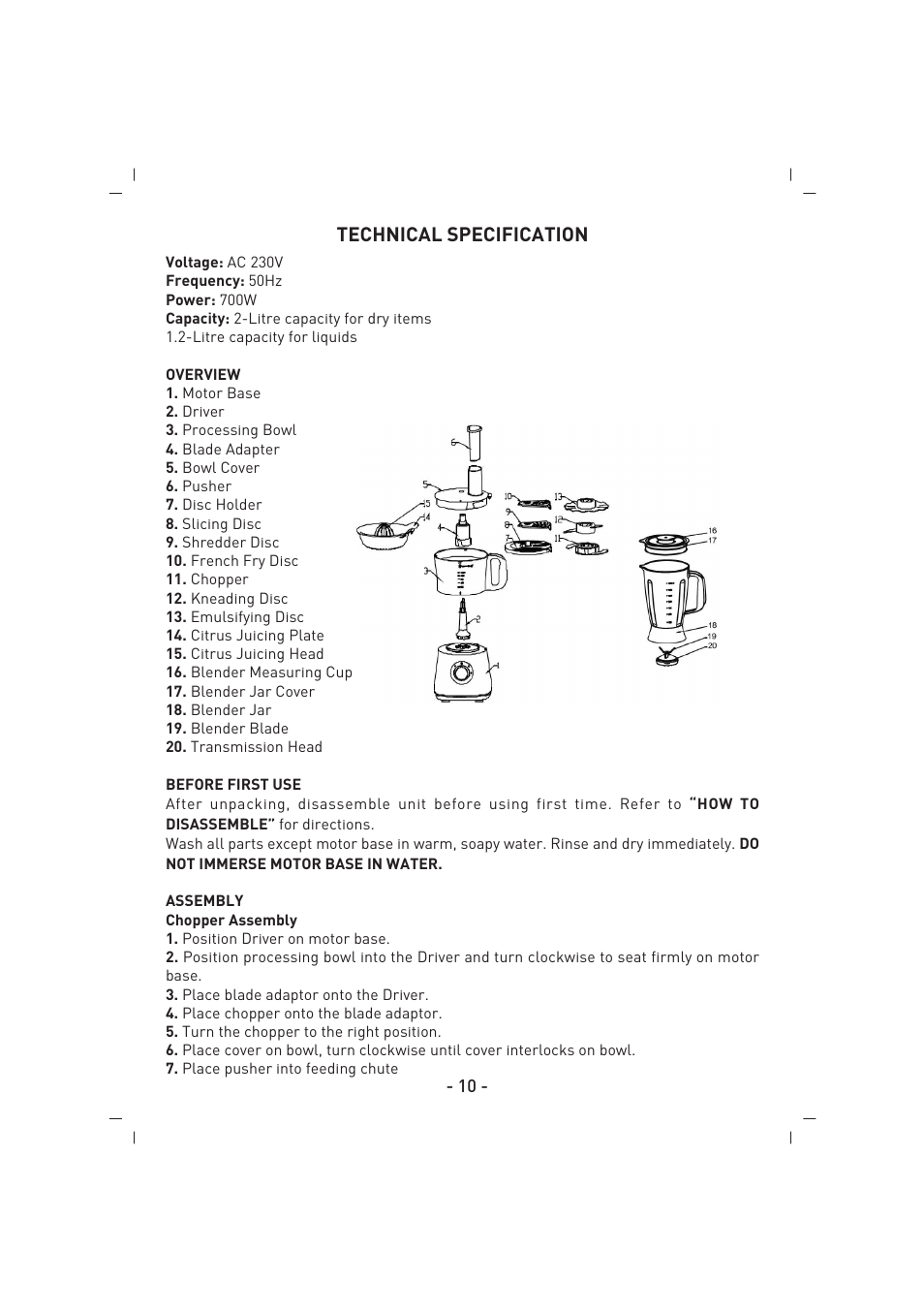 Technical specification | SINBO SHB 3070 User Manual | Page 11 / 53