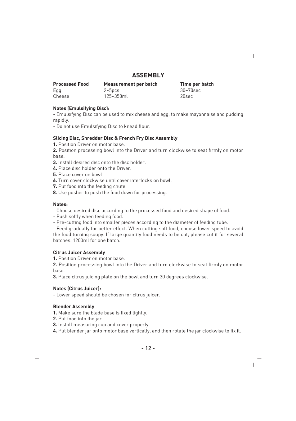 Assembly | SINBO SHB 3070 User Manual | Page 13 / 53