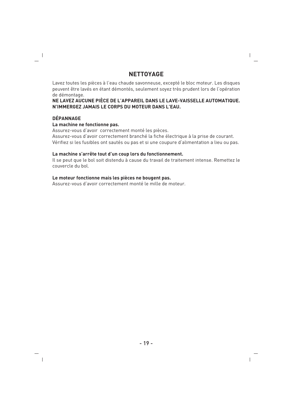 Nettoyage | SINBO SHB 3070 User Manual | Page 20 / 53