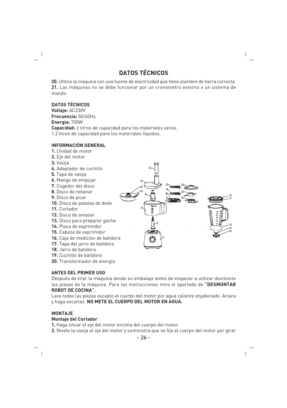 Datos técnicos | SINBO SHB 3070 User Manual | Page 27 / 53