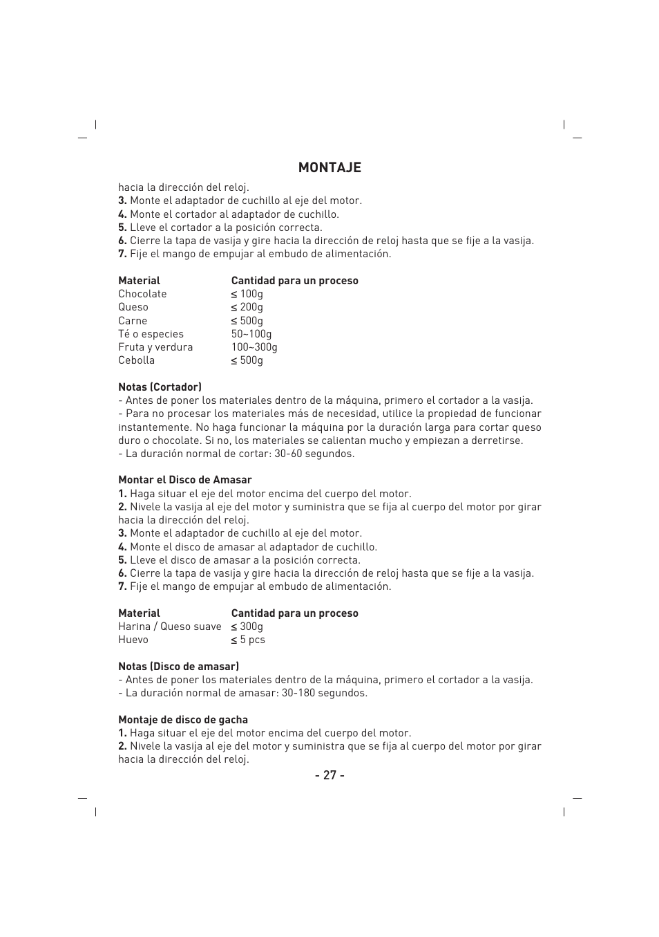 Montaje | SINBO SHB 3070 User Manual | Page 28 / 53