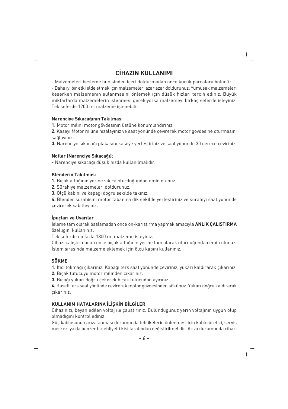 C‹hazin kullanimi | SINBO SHB 3070 User Manual | Page 7 / 53