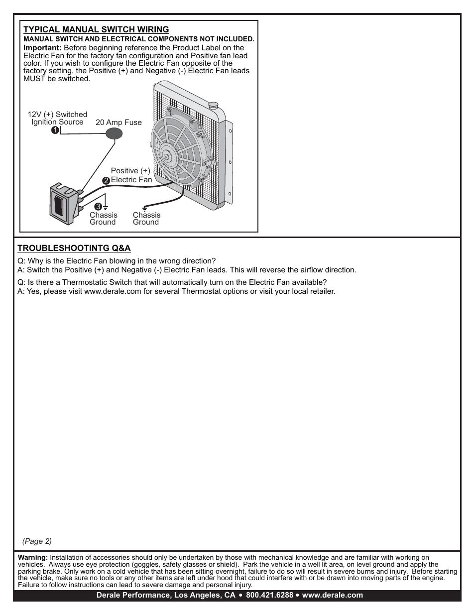 Derale Performance 12" Tornado Electric Puller Fan, Standard Mounting Kit User Manual | Page 2 / 2