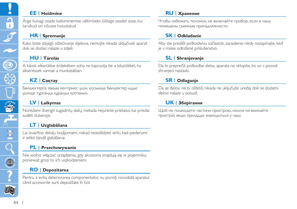 Philips HR7620 User Manual | Page 44 / 80