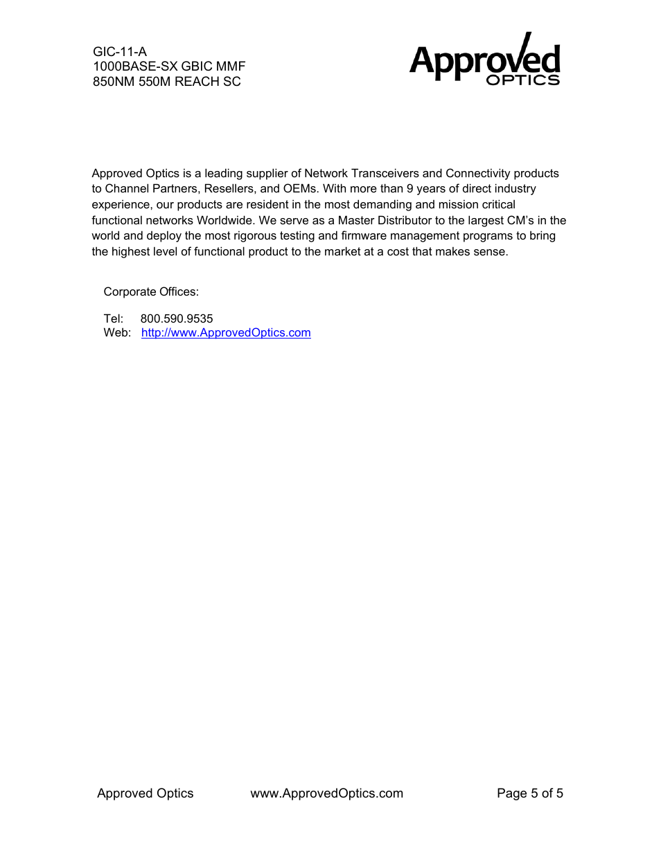 Contact information | Approved Optics Approved RIVERSTONE GIC-11 User Manual | Page 5 / 5