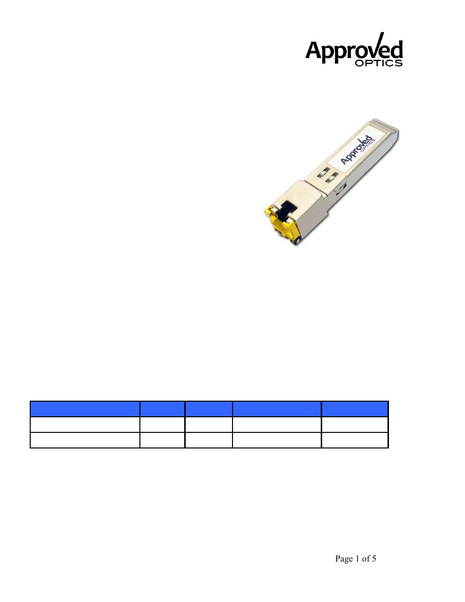 Approved Optics Approved ADTRAN 1184561P4 User Manual | 5 pages