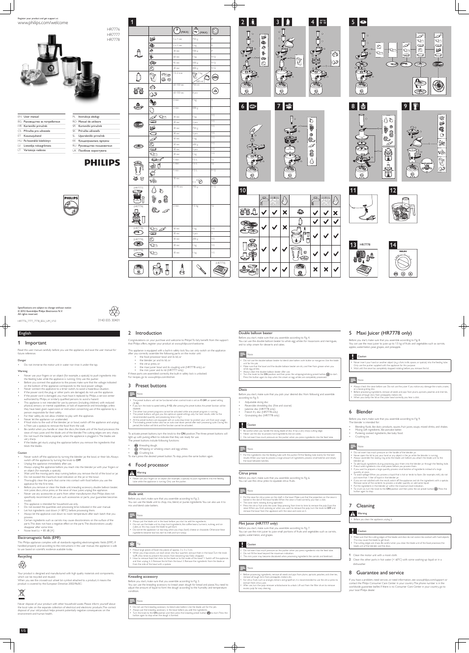 Philips HR7772 User Manual | 10 pages