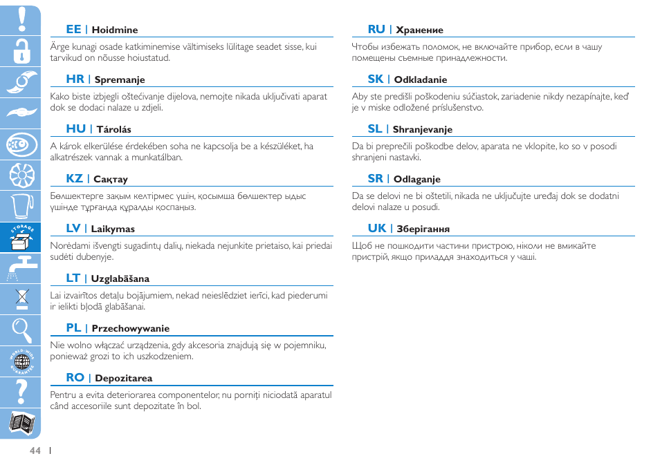 Philips HR7625 User Manual | Page 44 / 76
