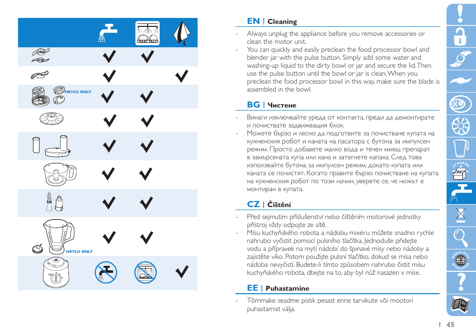 Philips HR7625 User Manual | Page 45 / 76