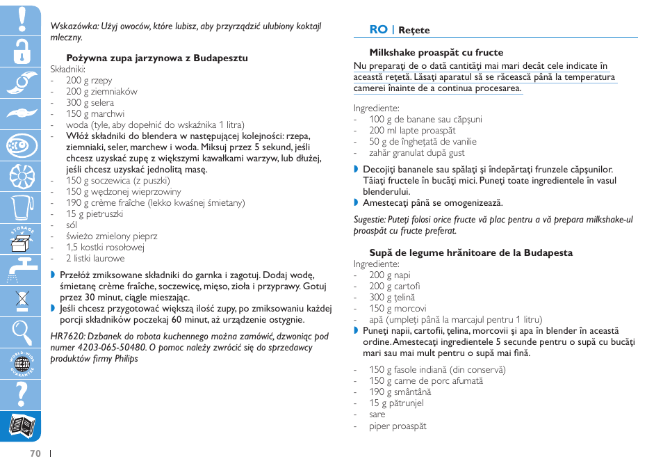 Philips HR7625 User Manual | Page 70 / 76