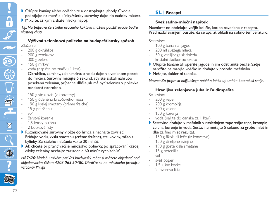 Philips HR7625 User Manual | Page 72 / 76