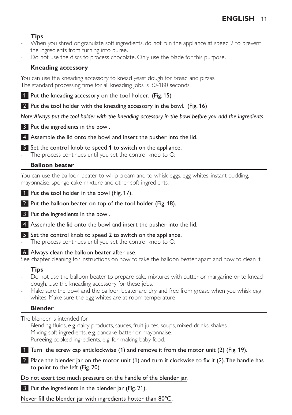 Tips, Kneading accessory, Balloon beater | Blender | Philips HR7766 User Manual | Page 11 / 240