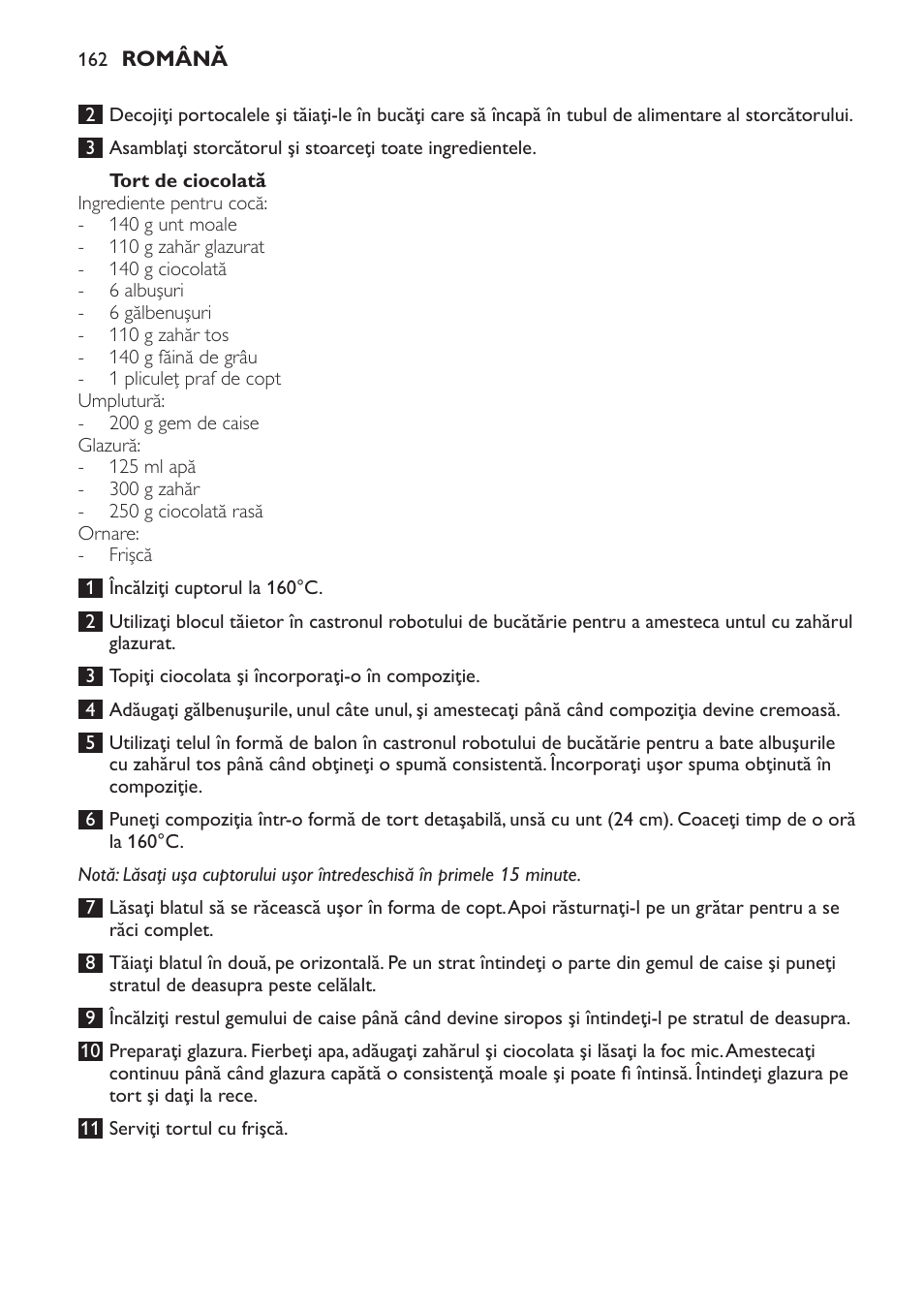 Tort de ciocolată | Philips HR7766 User Manual | Page 162 / 240