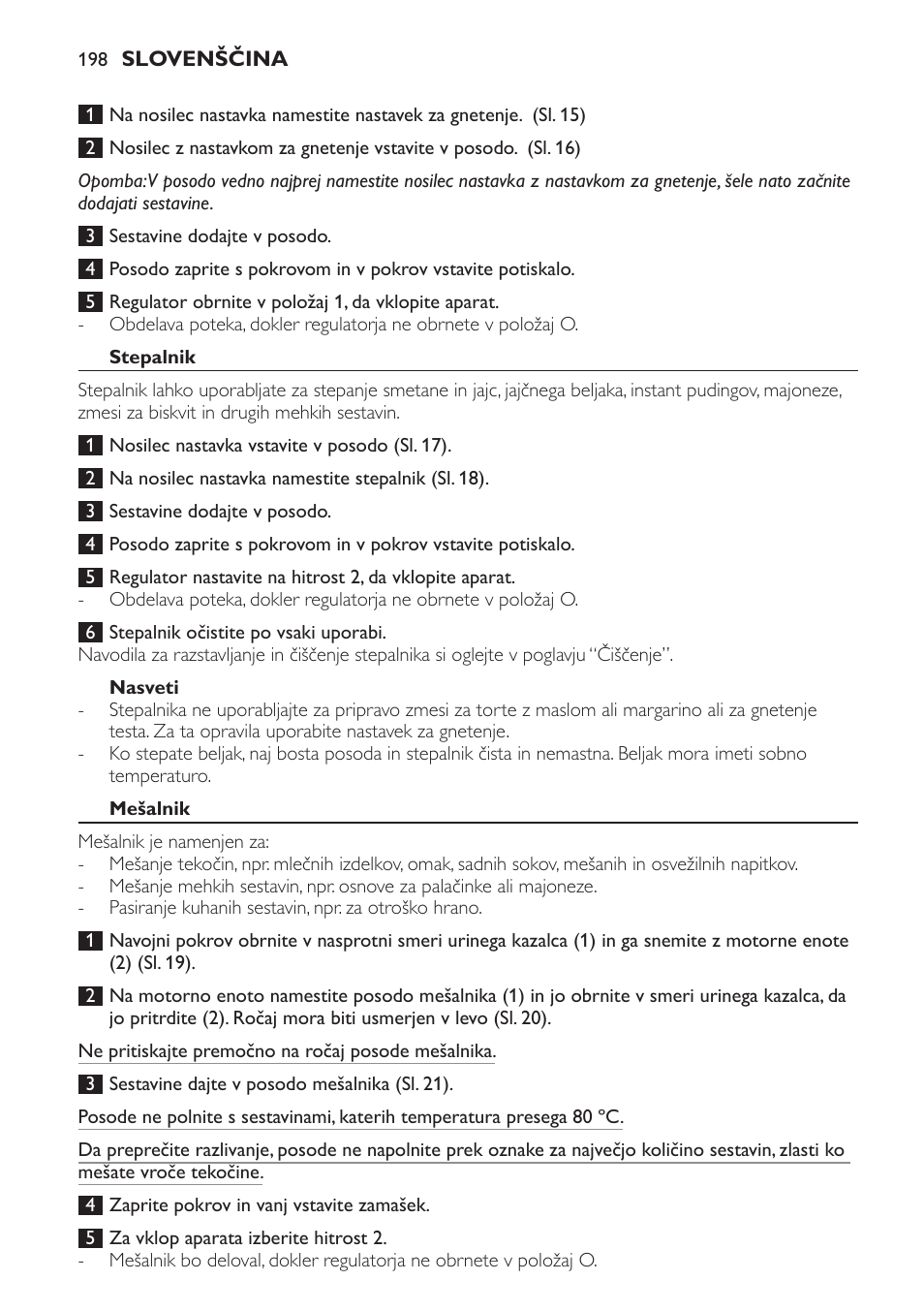 Stepalnik, Nasveti, Mešalnik | Philips HR7766 User Manual | Page 198 / 240